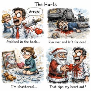Illustration of physical-injury metaphors associated with The Hurts